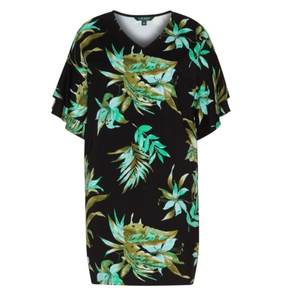 Lauren Ralph Lauren Palm Floral Print Dress - Plus